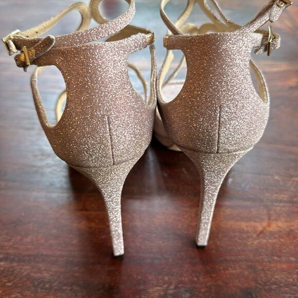 NEW Jimmy Choo Ballet Pink Shimmer Strappy High Heel Stiletto Sandals Size 40 EU - Picture 11 of 16